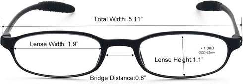 Lightweight Reading Glasses, Flexible Memory Plastic Readers for Men and Women