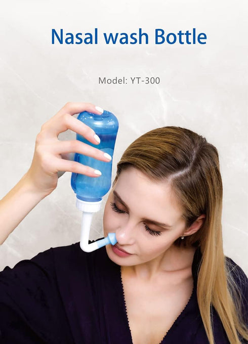 Carllg Neti Pot - Nasal Irrigation Wash Bottle with Sinus Rinse Salt for Adult & Kid (300ml with 30 Salt Packets)