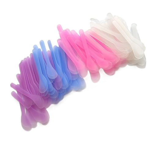 100 Pcs Plastic Cosmetic Mask Mixing Spoon Spatulas, Multicolor 5 Inch Face Mask Spoon