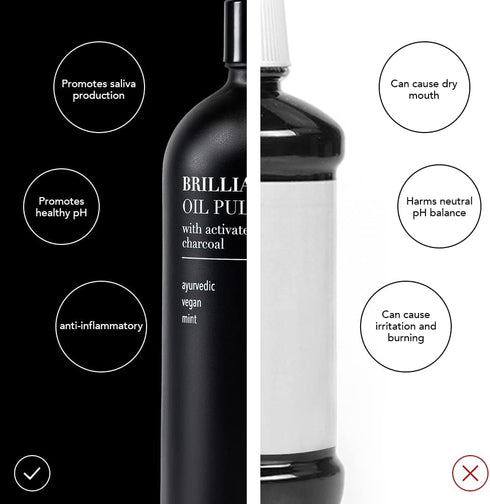 Brilliant Black Oil Pulling, Natural Ayurvedic Blend of Activated Charcoal and Coconut Oil, Mouthwash Rinse