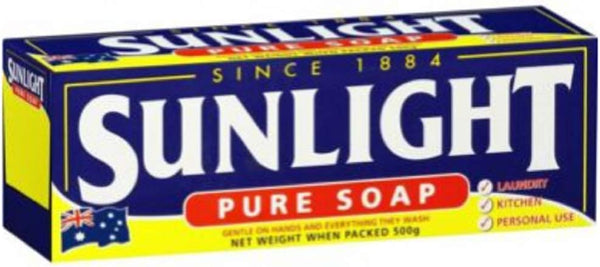 SUNLIGHT Pure Soap, 4 Bar Pack, 500g for Laundry, Kitchen or Personal Use