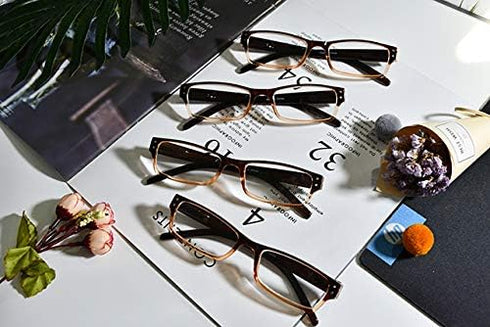 Eyekepper Reading Glasses - 4 Pack with Two-Tone Reader Sunglasses for Men, Women Reading Under The Sun