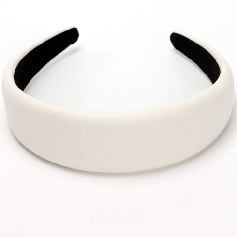 LONEEDY Padded Leather Hard Headband for Women, 1.7 Inch, White