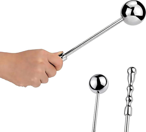 PIDOIM Stainless Steel Dildo Massage Wand, Handheld Anal Probe Metal Anal Butt Plug