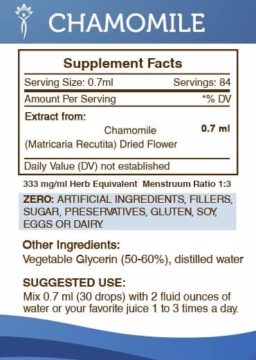 Secrets of the Tribe Chamomile Alcohol-Free Liquid Extract - Chamomile Dried Flower Tincture Supplement (2 FL OZ)