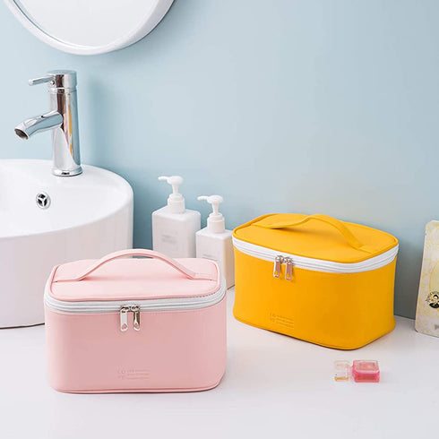 Makeup Bag by Meiyuuo, Medium Travel Pouch for Women, Waterproof Cute Toiletry Case (Light Pink)