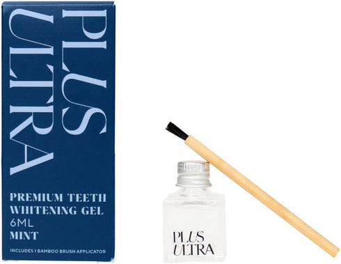 PLUS ULTRA Premium Teeth Whitening Gel & Bamboo Applicator Brush, 6ml jar