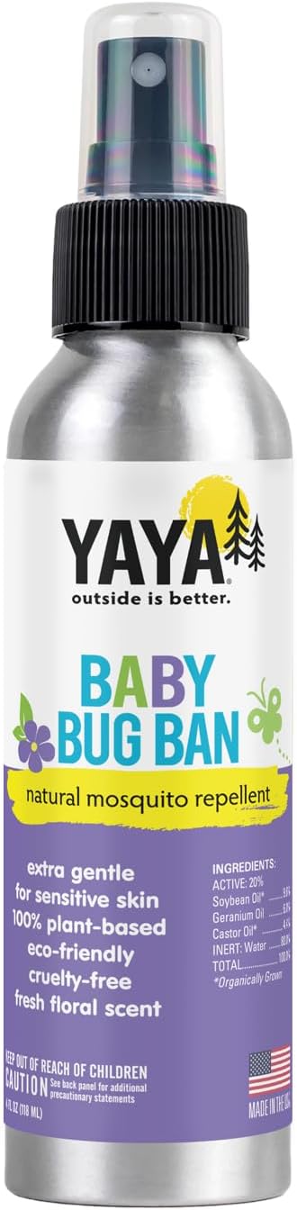 YAYA ORGANICS Baby Bug BAN – All-Natural Repellent for Babies, Children, Sensitive Skin, 4 Ounce Spray
