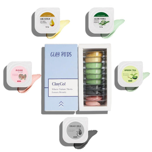 10 Piece Clay Mask Variety Kit - Facial and Skin Care Set for Men & Women (Rose, Dead Sea, Green Tea, Aloe Vera)