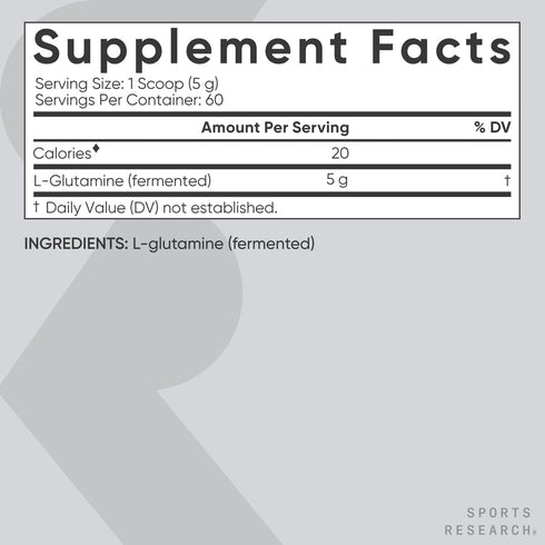 Sports Research L-Glutamine, Workout Recovery, Immune Health & Gut Health Support - 5 G Per Serving