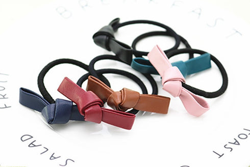 LOVEF 6 Pcs Simple Korean Elastic Double Knotted Bows Hair Band, Rubber Band for Girls Hair Accessories