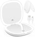 wobsion Travel Mirror with Light, Rechargeable 1x/10x Compact Dimmable Pocket Mirror, 4inch Travel Size (White)