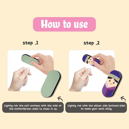 Nail Shiner Buffer Block, Nail Care Tool, Shine Kit for Natural Acrylic Nails (Korea Woman)