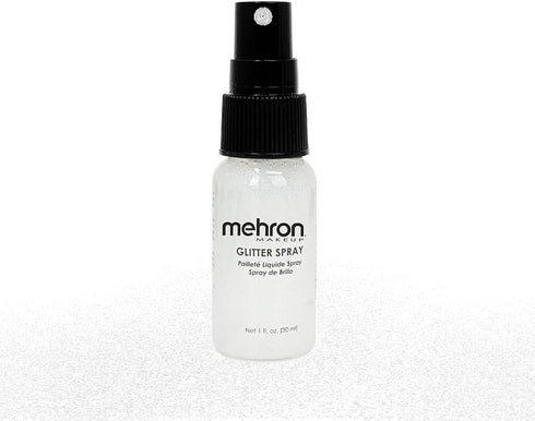 Mehron Makeup GlitterSpray, Hair and Body Glitter Spray, 1 fl oz (30 ml), White, Perfect for Beauty & Parties