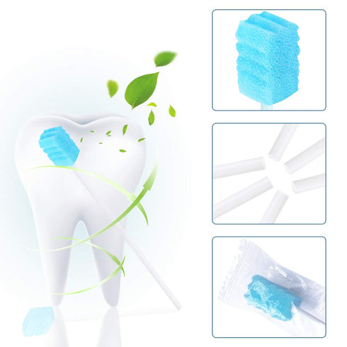 (100 Pack) Disposable Mouth Swabs Sponge - Unflavored & Sterile Dental Swabsticks for Mouth Cleaning