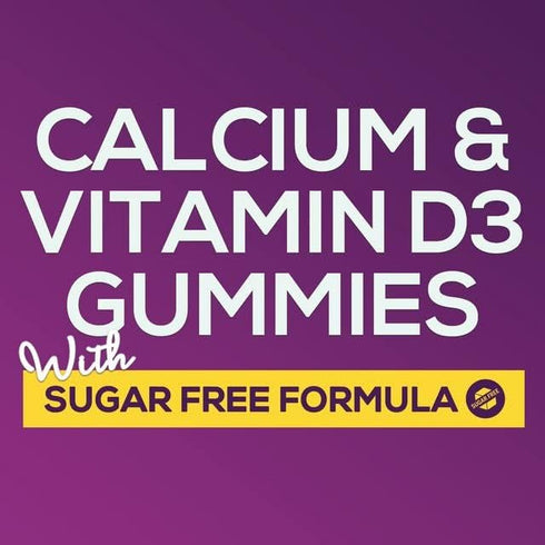 Sugar Free Calcium Gummy Bites, Plus 400 IU Vitamin D3, Bone Health & Immune Support, 120 Gummies