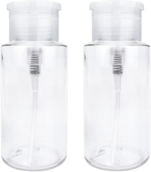 PANA Liquid Push Down Pump Dispenser Empty Bottle with Flip Top Cap, 10oz, Clear (Quantity: 2 Pieces)