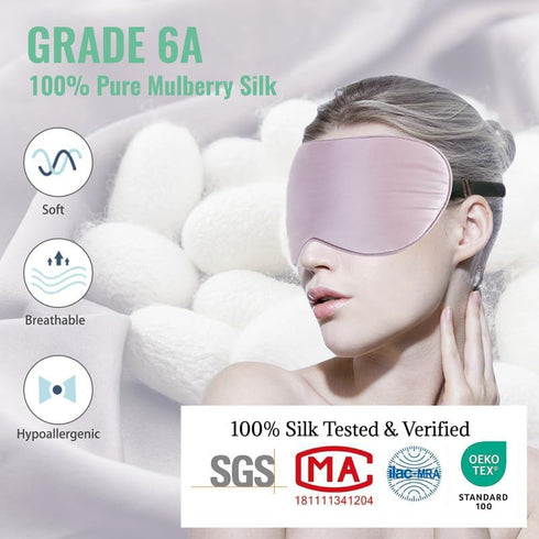 BeeVines Sleep Mask, 2 Pack 100% Real Natural Pure Silk Eye Masks with Adjustable Strap for Sleeping, Mulberry Silk Eye
