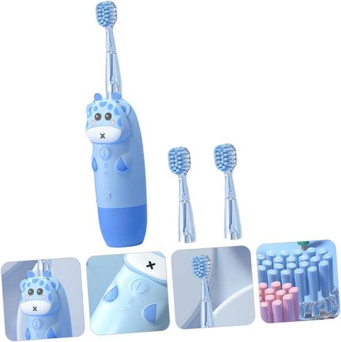 SECFOU Sonic Electric Toothbrush with Soft Bristles Ergonomic Toothbrush for Ages Cartoon with Replacement Heads USB