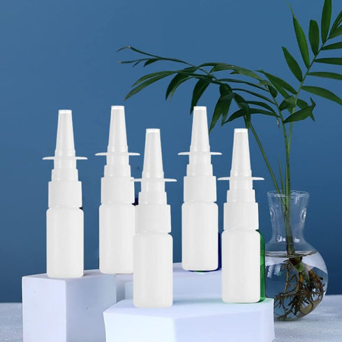 20ML White Empty Plastic Nasal Spray Bottles - Refillable Pump Sprayer for Saline Water Wash Applications, Pack of 5