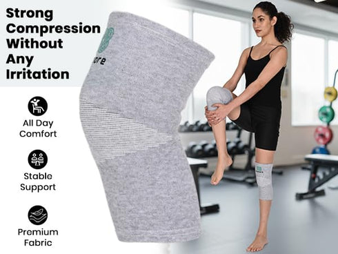 Remore Bamboo Charcoal Knee Sleeve - Bamboo Compression Knee Sleeve for Men and Women Meniscus Tear, Sports, Joint Pain