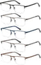 EYECEDAR Blue Light Blocking Reading Glasses for Men, 5 Pack, Metal Half Frame, Spring Hinges, Readers 2.00