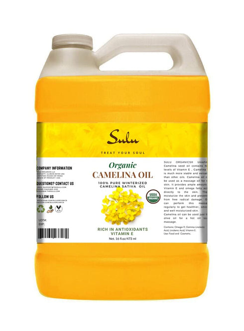 SULU ORGANICS 100% Pure Cold Pressed Extra Virgin Unrefined Camelina Seed Oil, 8 oz
