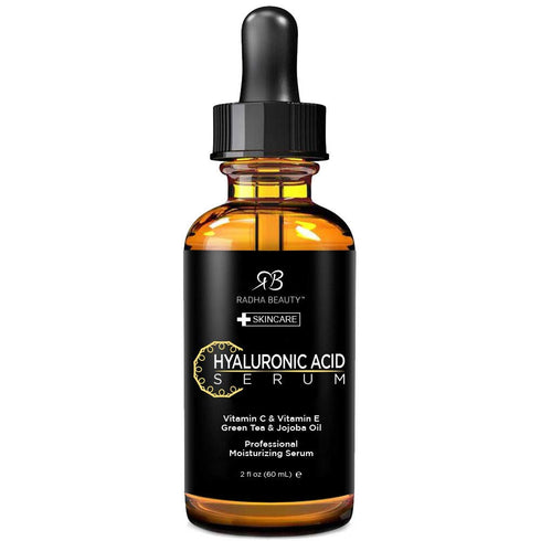 Radha Beauty Hyaluronic Acid Serum for Skin, 2 fl. oz, Infused with Vitamin C, E, Green Tea