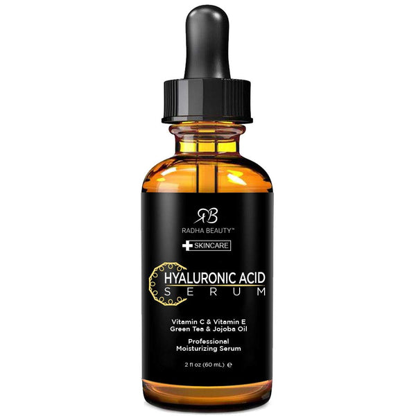 Radha Beauty Hyaluronic Acid Serum for Skin, 2 fl. oz, Infused with Vitamin C, E, Green Tea