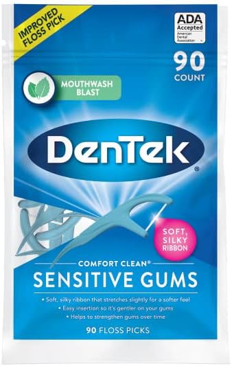DenTek Comfort Clean Floss Picks, Soft Silky Ribbon, 90 Count (Pack of 6)