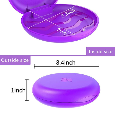 ARGOMAX 2 PCS Purple Thin and Light Aligner Case, Magnetic Closure Retainer Holder, Easy to Carry