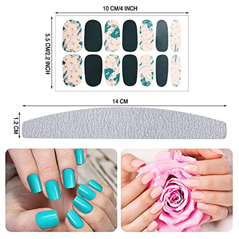 Maitys 560 Pieces Nail Polish Strips Decals, 40 Sheets Full Wrap Self Adhesive Gel Fingernail Art with File for Women