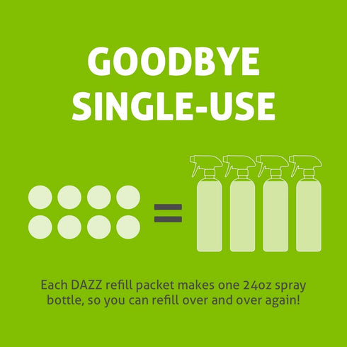 DAZZ Natural Cleaning Tablets, All Purpose Cleaner Refill Pack Makes (4) 32oz Bottles - Just Add Water