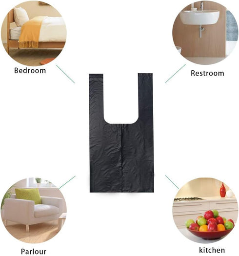 Kitchen Garbage Bags, Black Trash Bag, 100 Counts 4 Gallon, 45x60Cm with Handles for Bathroom