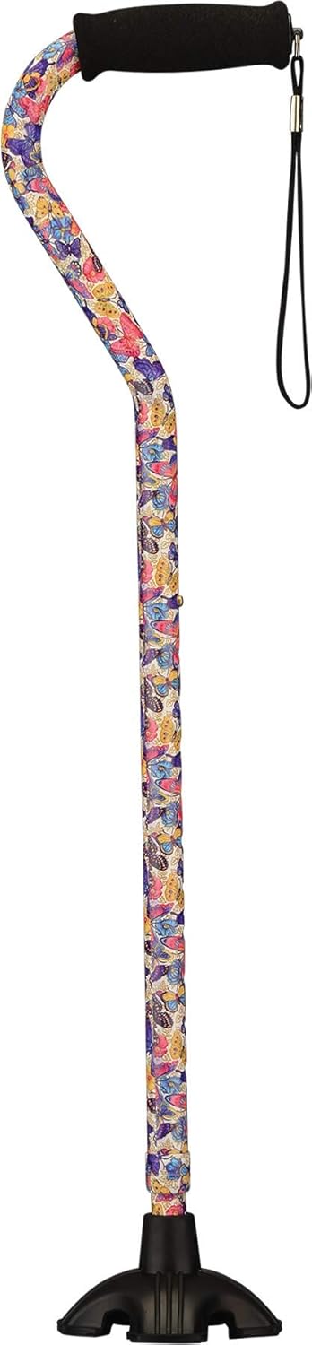Offset Nova Joy Designer Quad Cane for Seniors - Unisex Adjustable Lightweight Walking Aid with Foam Handle, Wrist