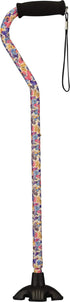 Offset Nova Joy Designer Quad Cane for Seniors - Unisex Adjustable Lightweight Walking Aid with Foam Handle, Wrist