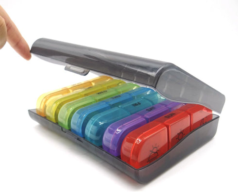 Wopanxye 7-Day 3 21 Travel Pill Organizer, Times a Day, AM PM Pill Box Tray with One-Side Large Opening for Easy