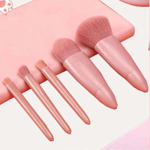 COSHINE Easy-taken Travel Makeup Brush Set, 5pcs Mini Complete Function Cosmetic Brushes Kit with Mirror
