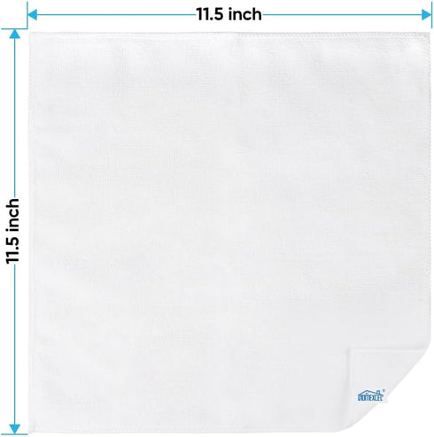 HOMEXCEL 12 Pack White Microfiber Cleaning Cloths, Premium Lint Free Towels for Cars, Highly Absorbent Reusable Rags.