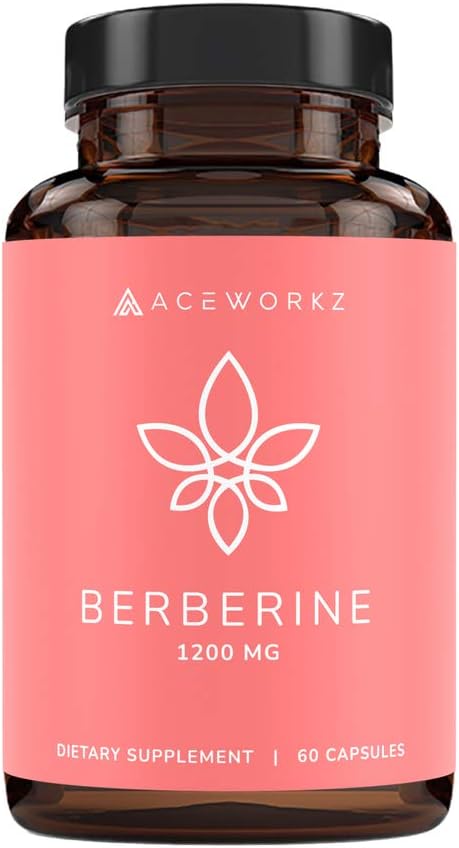 ACEWORKZ Berberine HCL 1200mg Supplement, 97% High Purity for Weight Management, Craving Control, Heart & Gut Health