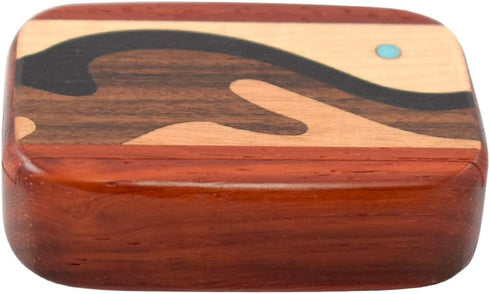 Handcrafted Pocket Pill Box - Standard Size in Padauk Wood with Elegant Wave Inlay