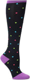 Nurse Mates Women's 12-14 MmHg Compression Over-Calf Support Sock 1 Pair Pack (Bright Dots)