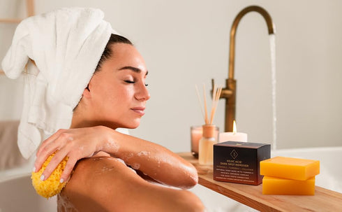 Organic Honey Turmeric Kojic Acid Soap Bars, Dark Spot Remover with Vit C, Retinol, Collagen, and Hyaluronic Acid