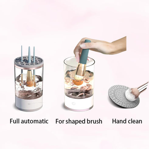 White Transparent Electric Makeup Brush Cleaner, New Version Lazy Automatic Cleaning Tool for Makeup Brushes