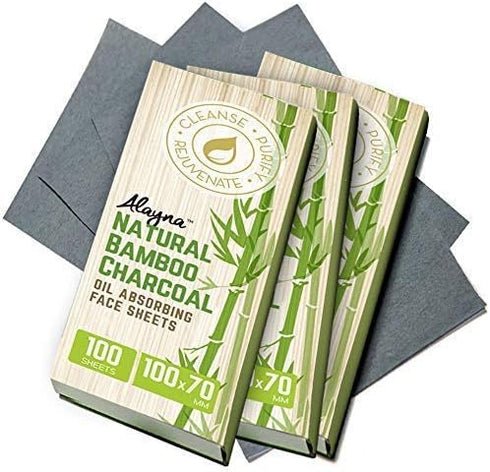 Oil Blotting Sheets for Face - Natural Bamboo Charcoal Blotting Paper for Oily Skin, 3 Pack