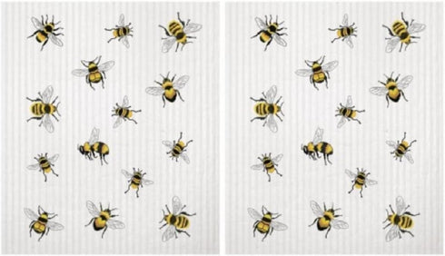 2 Mary Lake Thompson SC189 Reusable Kitchen Sponge Cloths, Scattered Bees