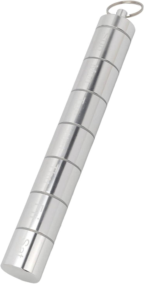 Masyrt 7 Box Stainless Steel, Box Days, Weekly Key Ring Holder Case for Supplies Pills Vitamins (Silver)