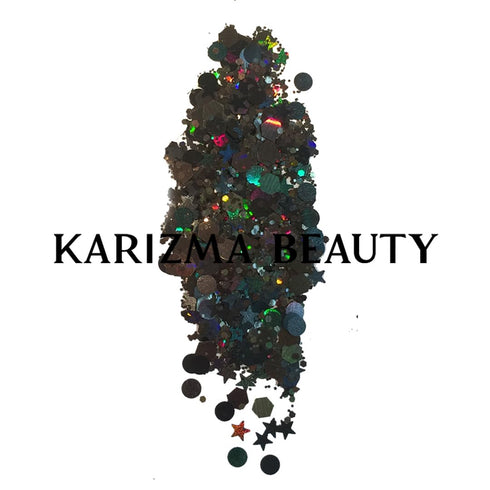 KARIZMA Backstage Black Glitter, 10g Chunky Face Glitter, Hair Glitter, Eye Glitter, Body Glitter for Women, Festival