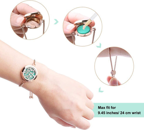 Set 24 12 Set ttstar Essential Oil Diffuser Bracelet Stainless Steel Aromatherapy Locket Adjustable Bracelet