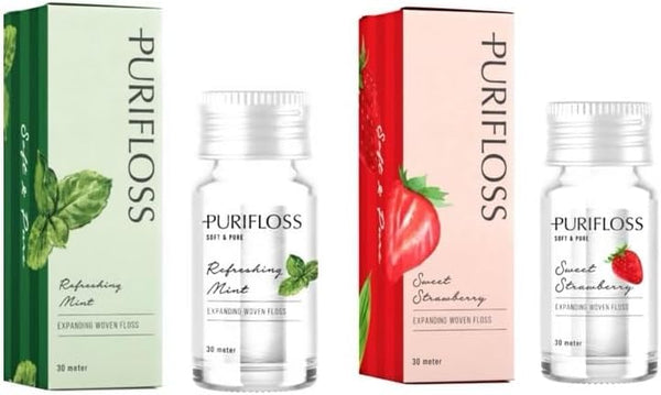 Premium Expanding Woven Dental Floss, PTFE & PFAS Free, Mint & Strawberry Duo, Dentist Recommended